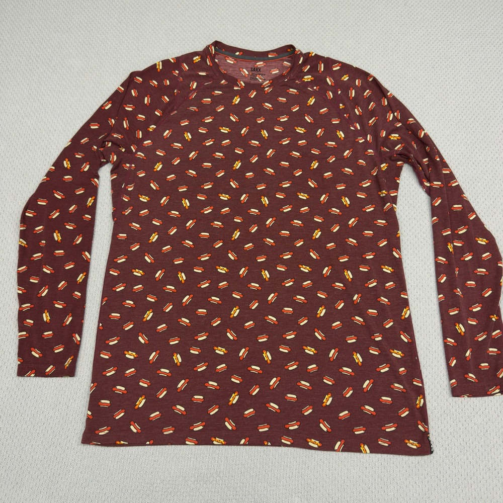 SAXX Viewfinder Shirt Mens Large Red Hotdog Frankfurter Long Sleeve Tee